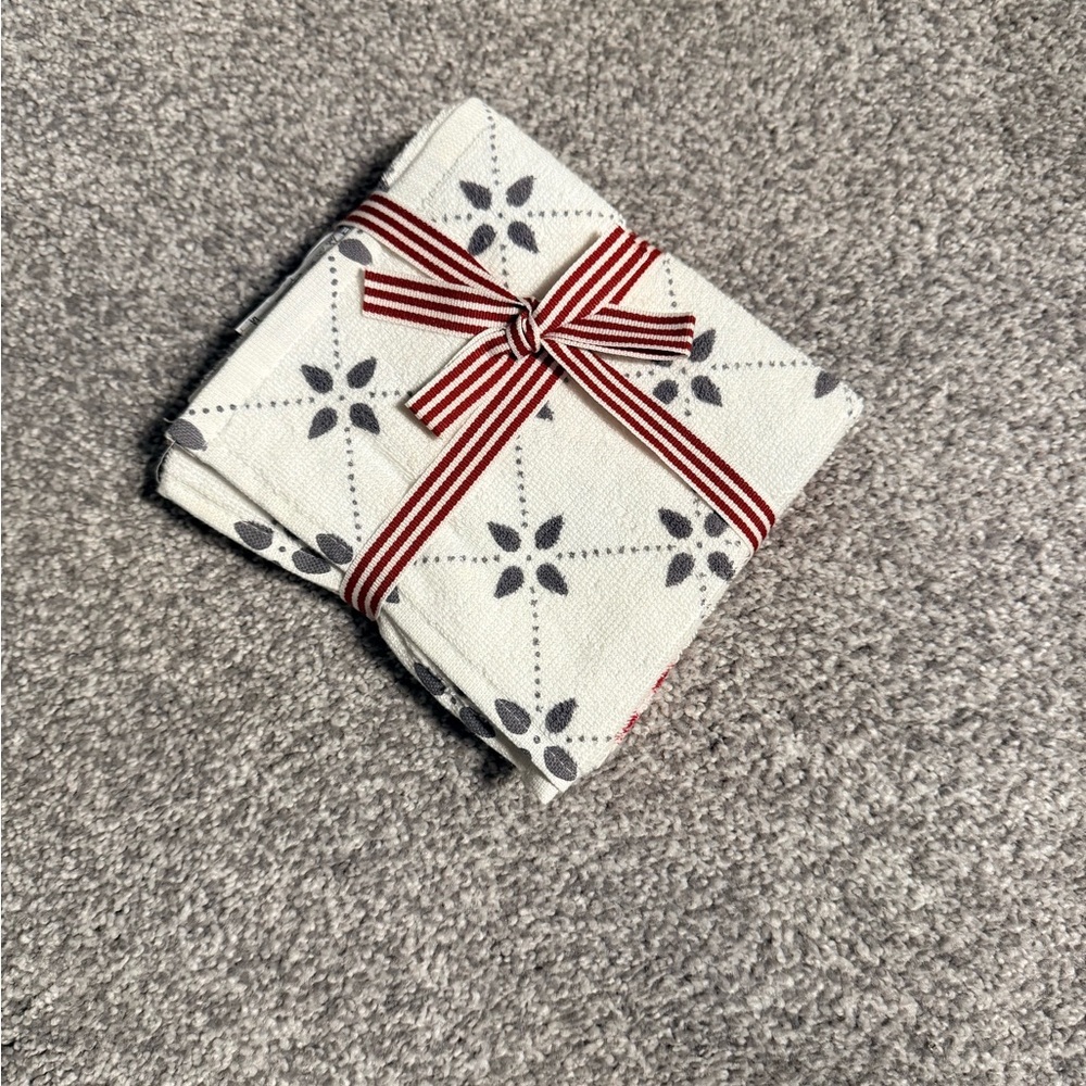 Festive Gray and Red Holiday Napkin Set